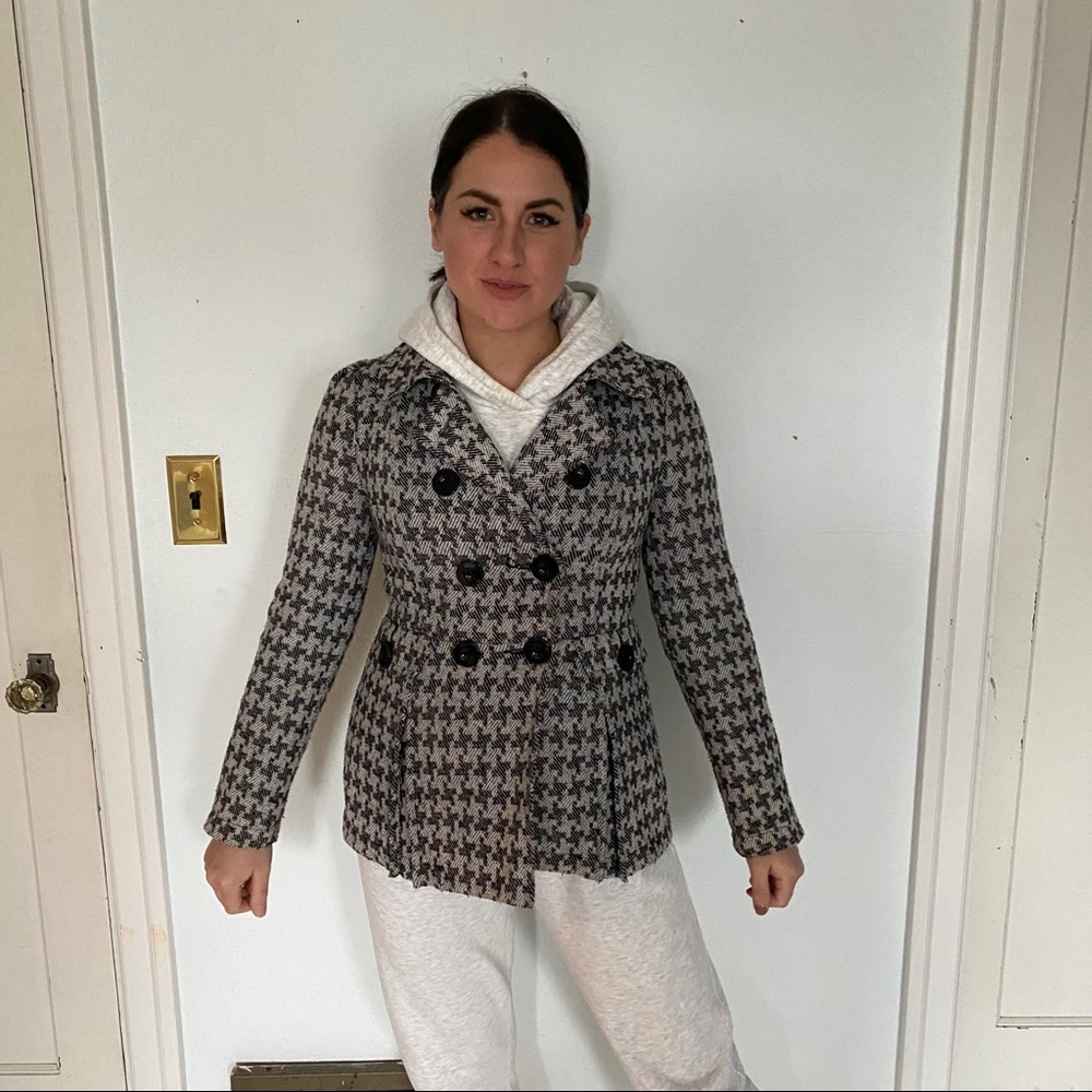 Nordstrom houndstooth fitted peacoat EUC